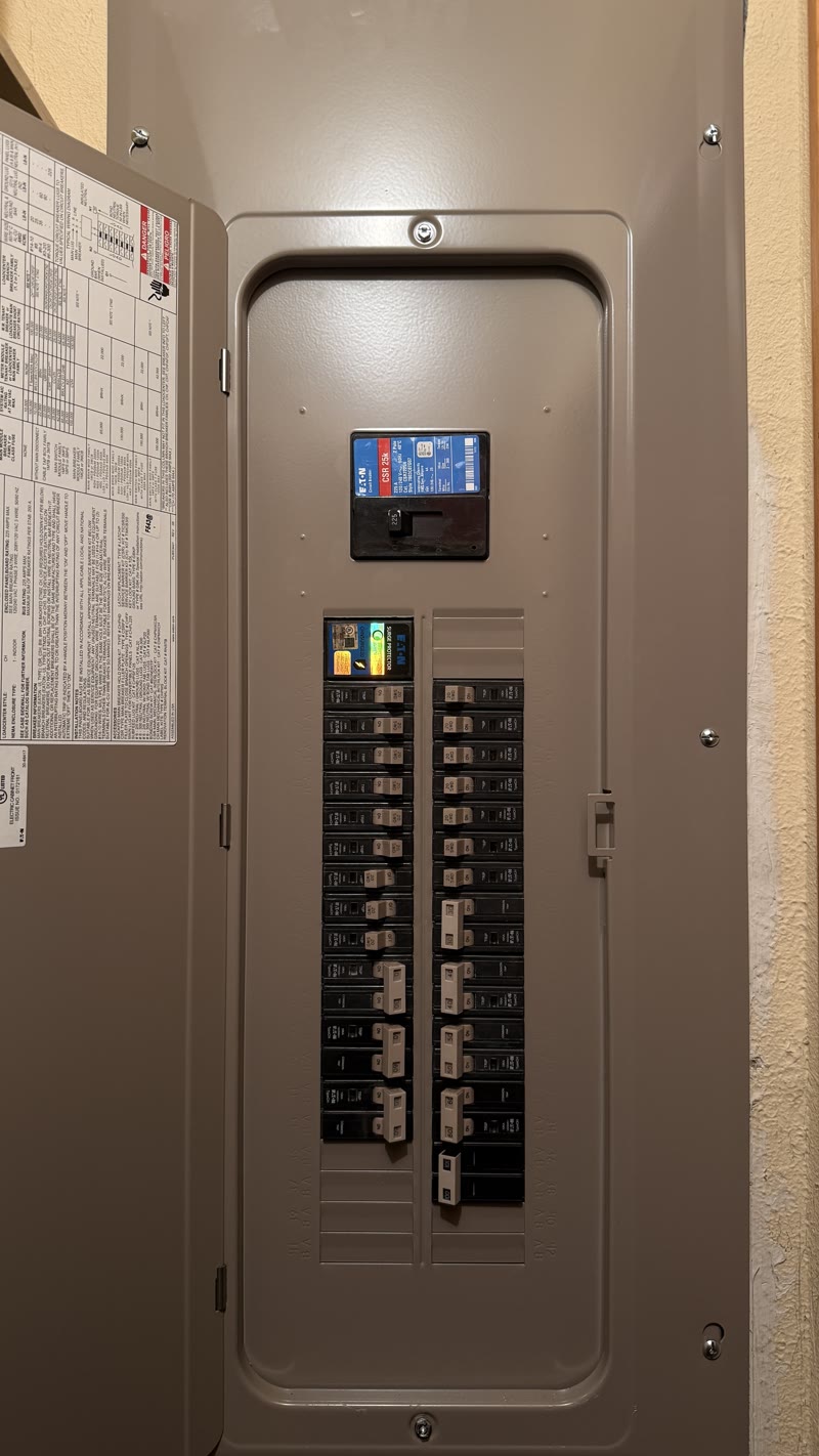 New electrical panel with surge protection installed by Grizzly Electrical